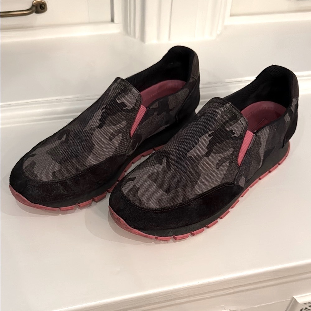 Prada Camo Print Grey & Pink Sneakers - Size 39
